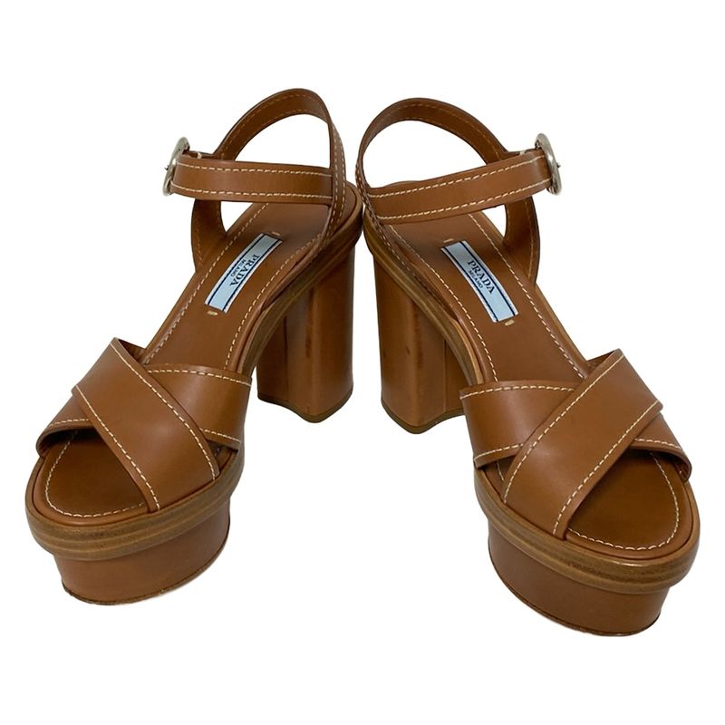 Prada Sandals 34 1/2 Women - Brown Leather