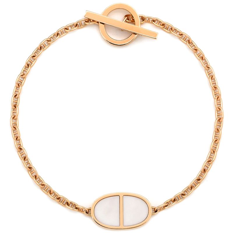 Hermes Bracelet Chaine D'ancre Verso 18k Pink Gold Rose Gold X White St Pink