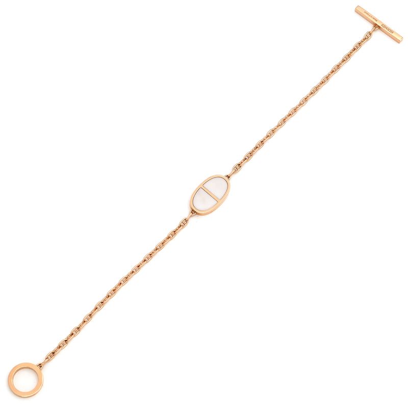 Hermes Bracelet Chaine D'ancre Verso 18k Pink Gold Rose Gold X White St Pink