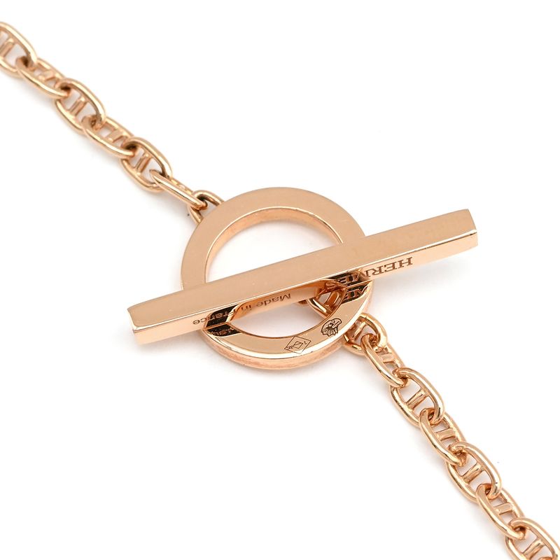 Hermes Bracelet Chaine D'ancre Verso 18k Pink Gold Rose Gold X White St Pink
