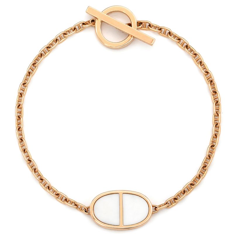 Hermes Bracelet Chaine D'ancre Verso 18k Pink Gold Rose Gold X White Sh Pink