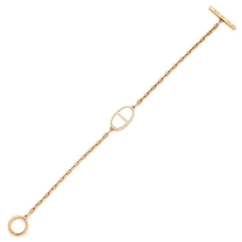 Hermes Bracelet Chaine D'ancre Verso 18k Pink Gold Rose Gold X White Sh Pink