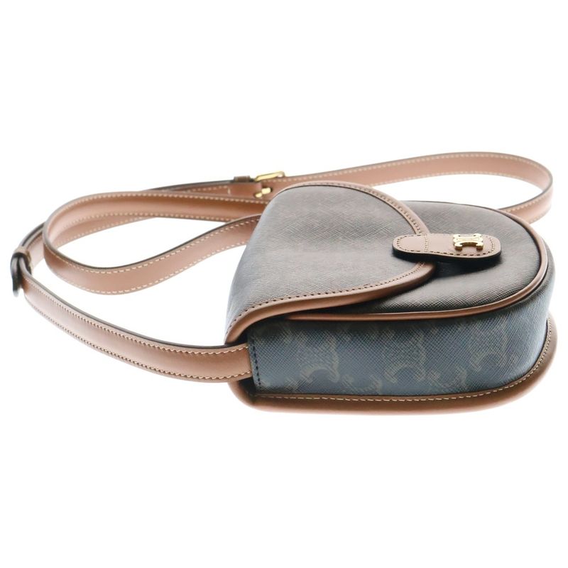 Celine Triomphe Mini Buzas Shoulder Bag Mini Bag Pochette Brown Gold Hardware