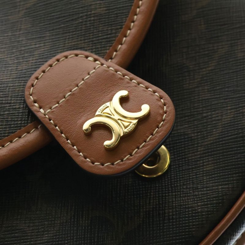 Celine Triomphe Mini Buzas Shoulder Bag Mini Bag Pochette Brown Gold Hardware