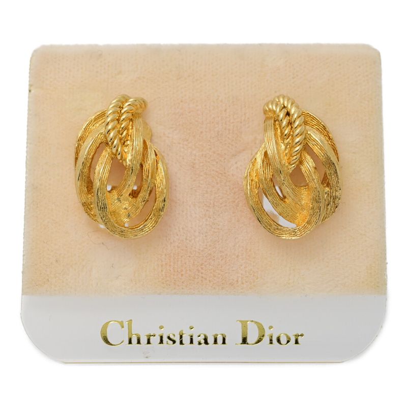 Christian DIOR Plant Motif Earrings / Alloy / Plating - 10.4g / Gold / Gift /