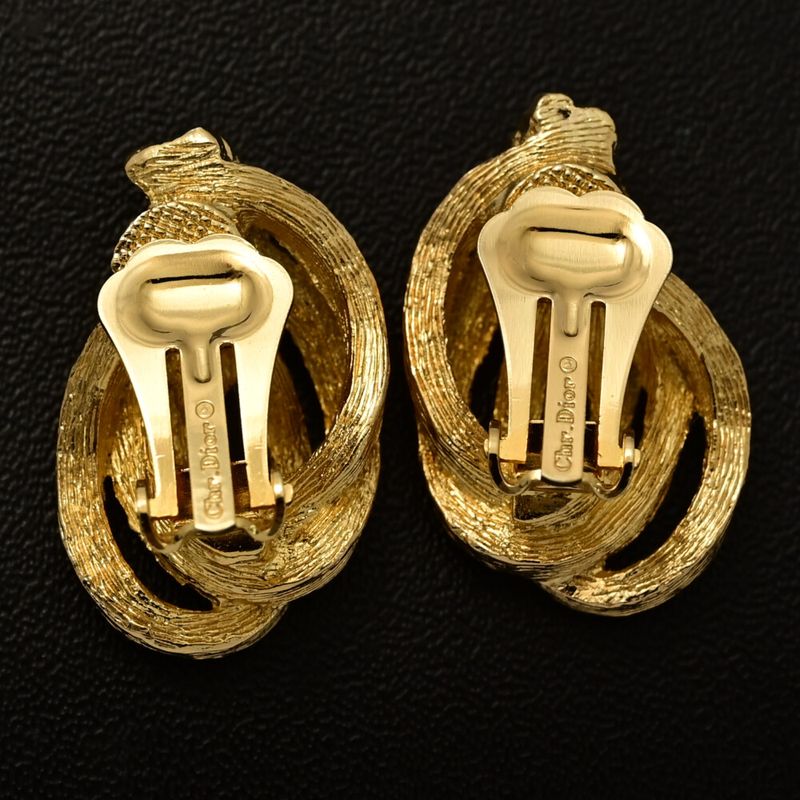 Christian DIOR Plant Motif Earrings / Alloy / Plating - 10.4g / Gold / Gift /