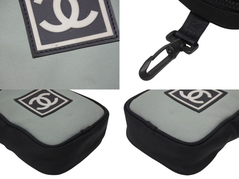 Chanel Pouch Sports Line CC Logo Black Green Nylon Patch — view 5