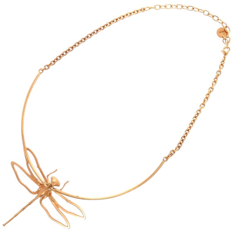 Dior Herbarium Dragonfly Metal Resin Pink Gold Clear Necklace 1506 Dior