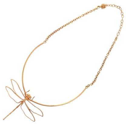Dior Herbarium Dragonfly Metal Resin Pink Gold Clear Necklace 1506 Dior