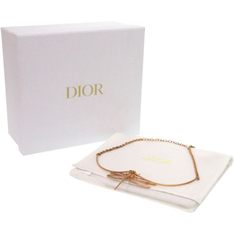 Dior Herbarium Dragonfly Metal Resin Pink Gold Clear Necklace 1506 Dior
