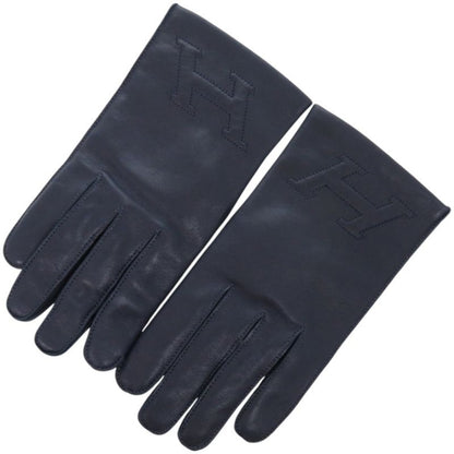Hermes H Mark Lambskin Cashmere Navy Smart Phone Gloves Navy Blue 1444 Hermes