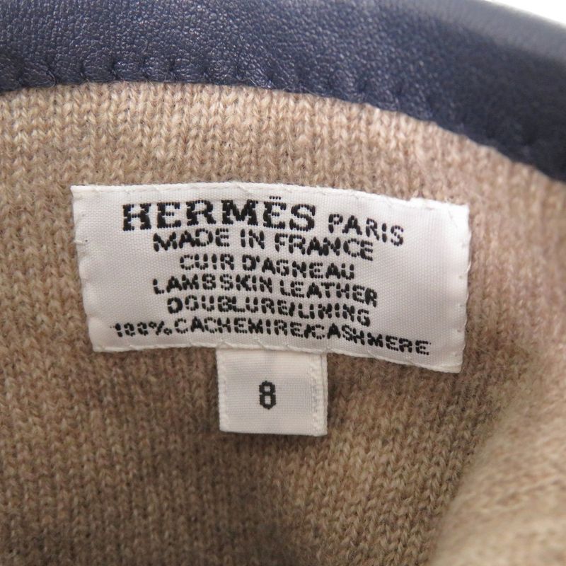 Hermes H Mark Lambskin Cashmere Navy Smart Phone Gloves Navy Blue 1444 Hermes