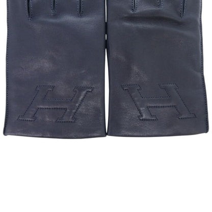 Hermes H Mark Lambskin Cashmere Navy Smart Phone Gloves Navy Blue 1444 Hermes