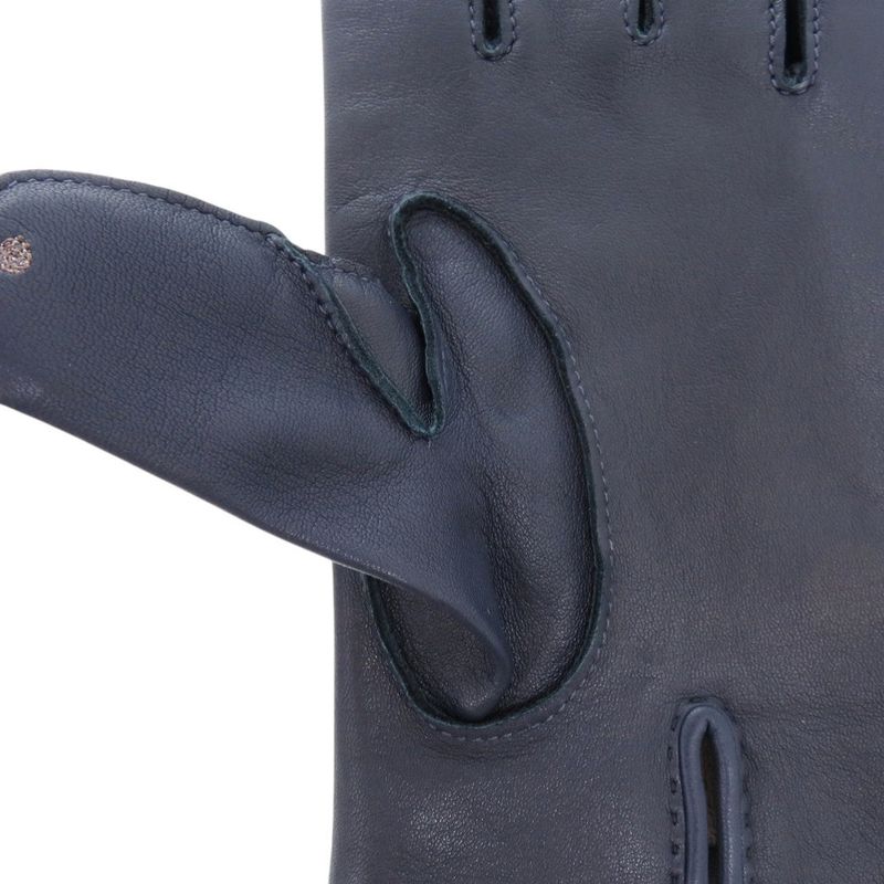 Hermes H Mark Lambskin Cashmere Navy Smart Phone Gloves Navy Blue 1444 Hermes