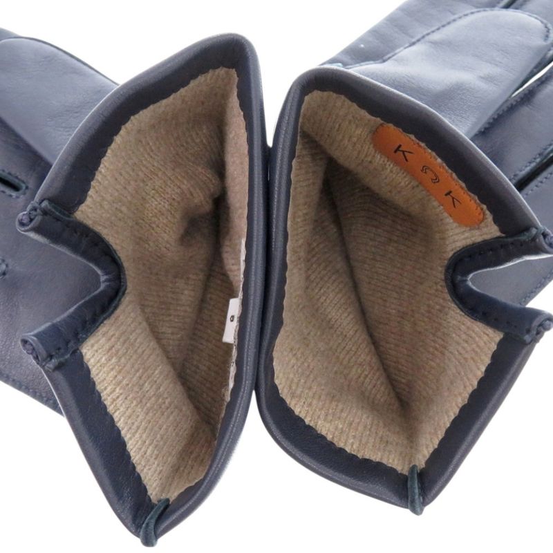 Hermes H Mark Lambskin Cashmere Navy Smart Phone Gloves Navy Blue 1444 Hermes