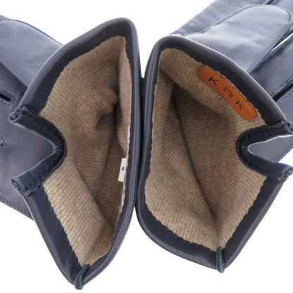 Hermes H Mark Lambskin Cashmere Navy Smart Phone Gloves Navy Blue 1444 Hermes