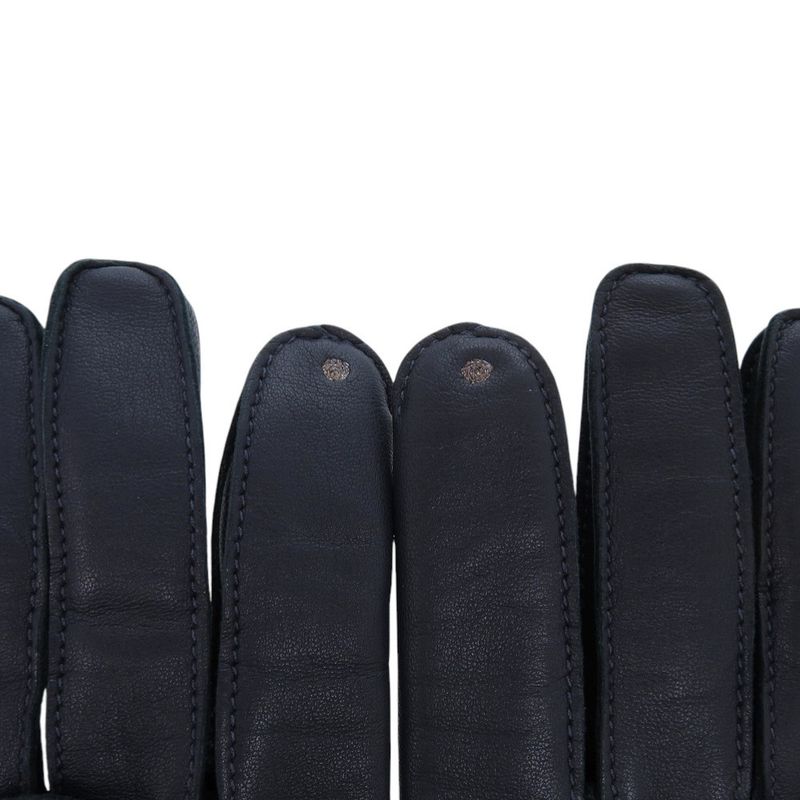 Hermes H Mark Lambskin Cashmere Navy Smart Phone Gloves Navy Blue 1444 Hermes