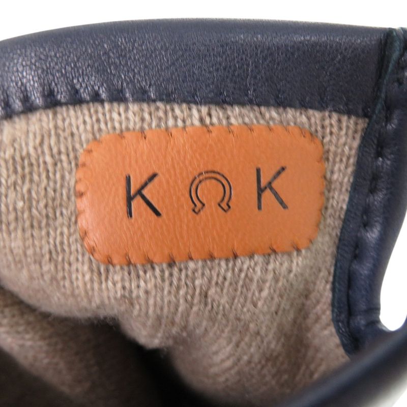 Hermes H Mark Lambskin Cashmere Navy Smart Phone Gloves Navy Blue 1444 Hermes