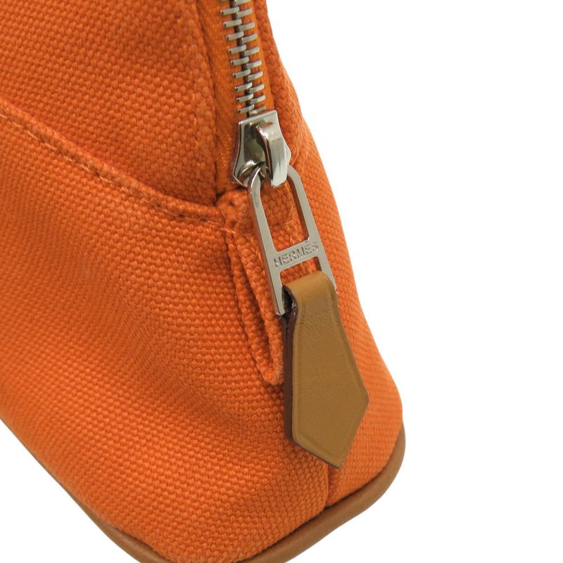 Hermes Bolide Pouch Mini Cotton Polyurethane Orange Pouch Bag 1541 Hermes