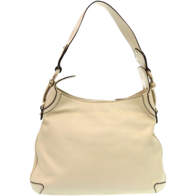Gucci Cles All Hobo Horsebit 145826 Leather Ivory White Shoulder Bag 0244 Gucci