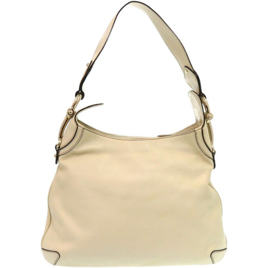 Gucci Cles All Hobo Horsebit 145826 Leather Ivory White Shoulder Bag 0244 Gucci