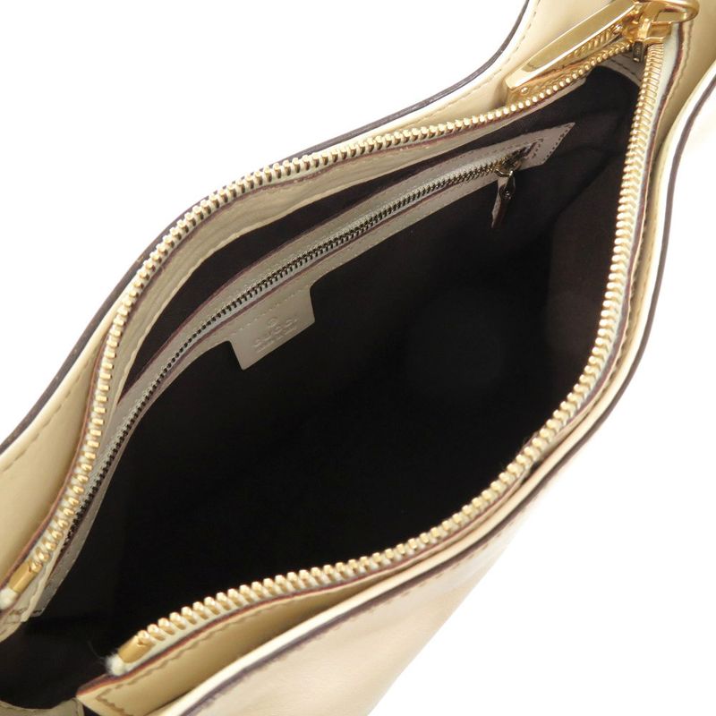 Gucci Cles All Hobo Horsebit 145826 Leather Ivory White Shoulder Bag 0244 Gucci