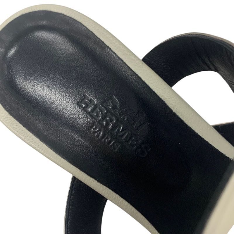 Hermes Figari Sandals Shoes Leather Ivory Wedge Sole Chaine D'ancre