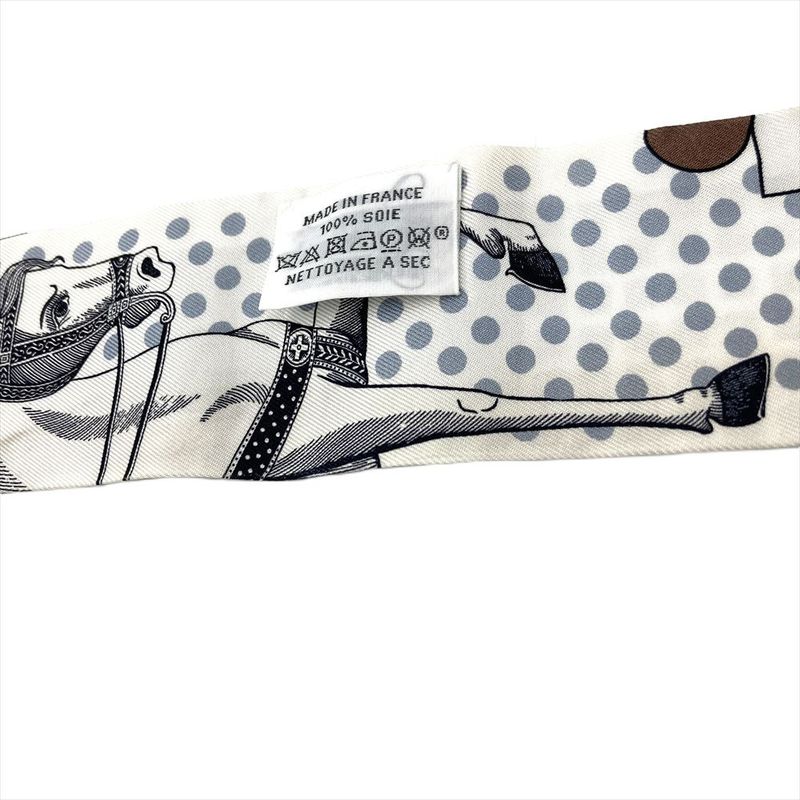 Hermes Twilly En Formes Scarf Silk 84.5cm (33.27in) Navy Brown Women