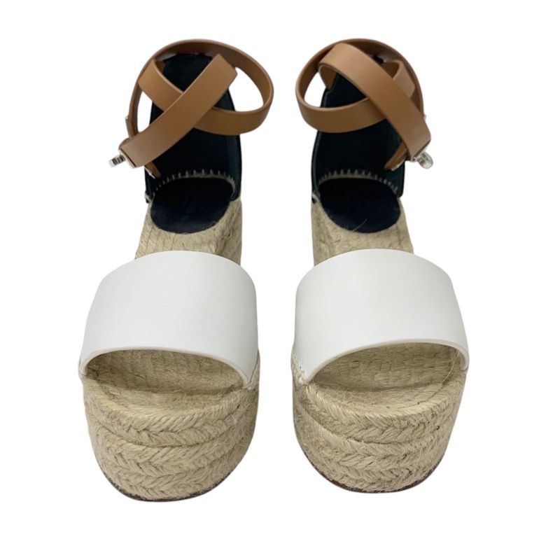 Hermes Tipori Sandals Shoes Leather White Black Kelly Hardware Wedge Sole