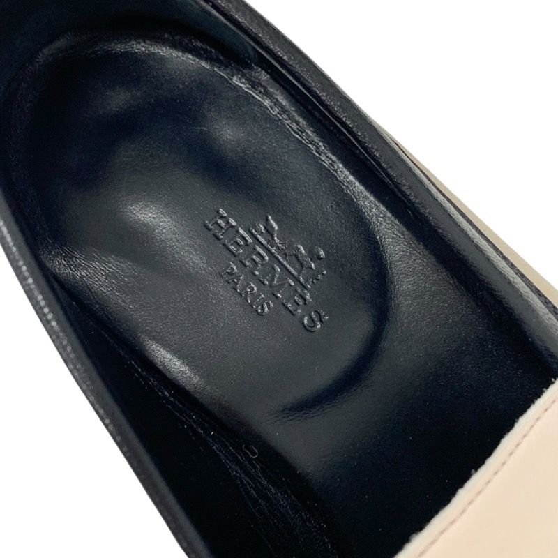 Hermes Royal Loafer Leather Shoes Leather Beige Black White Hhardware Constance