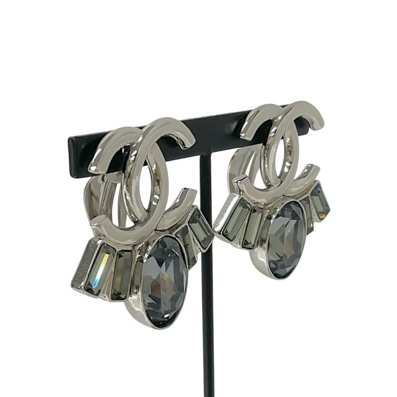 Chanel Earrings Earring Silver Coco Mark Bijou