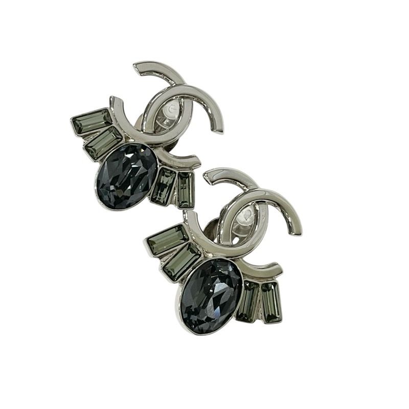 Chanel Earrings Earring Silver Coco Mark Bijou