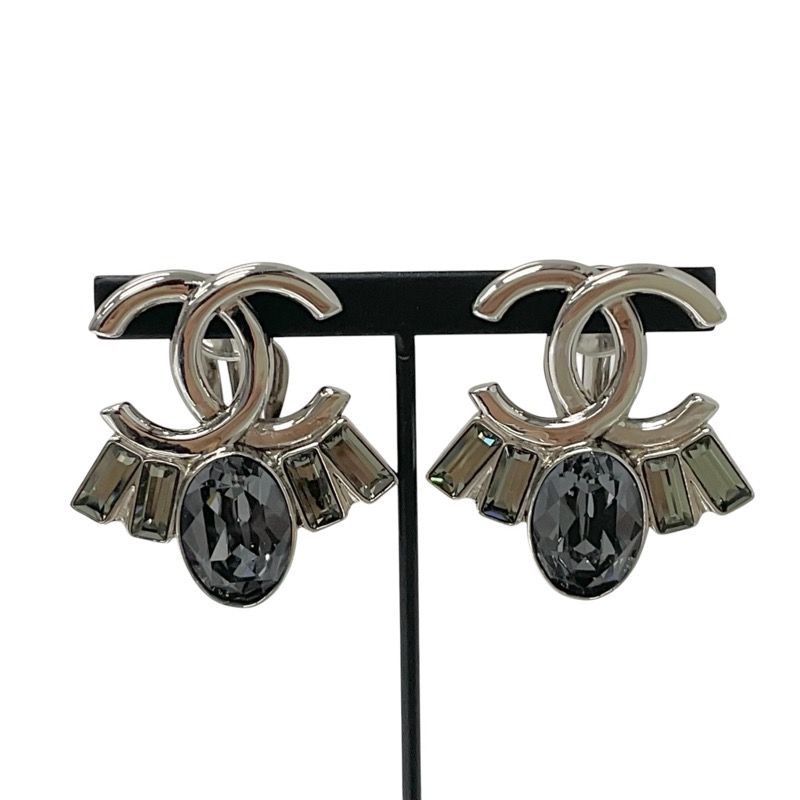 Chanel Earrings Earring Silver Coco Mark Bijou