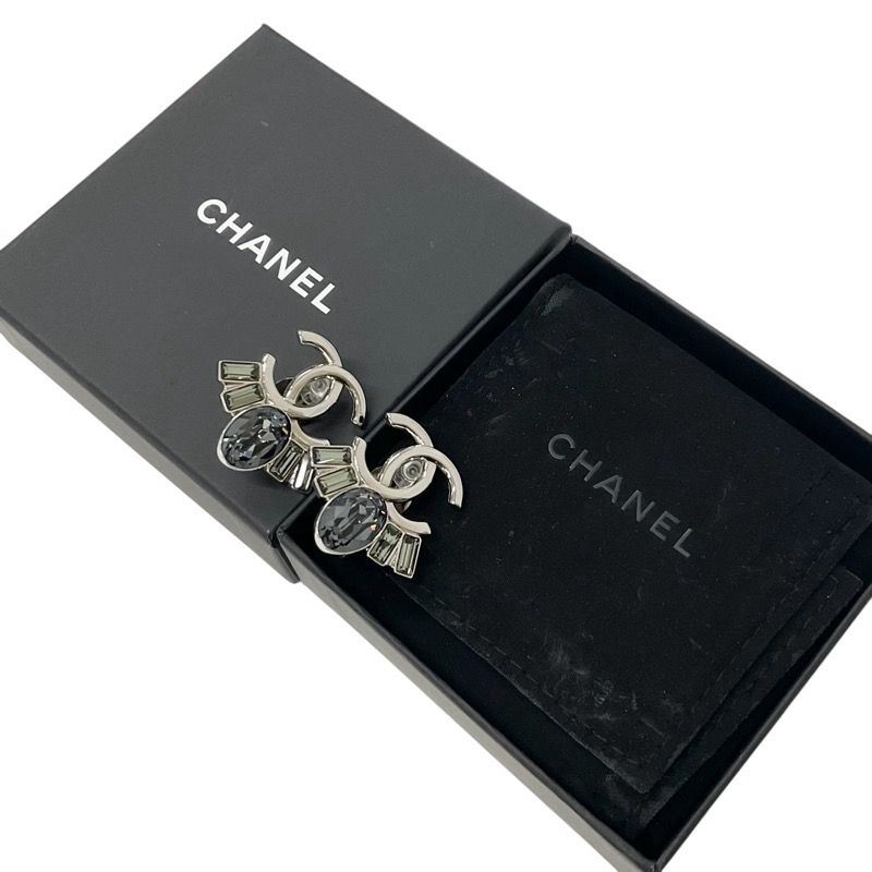 Chanel Earrings Earring Silver Coco Mark Bijou