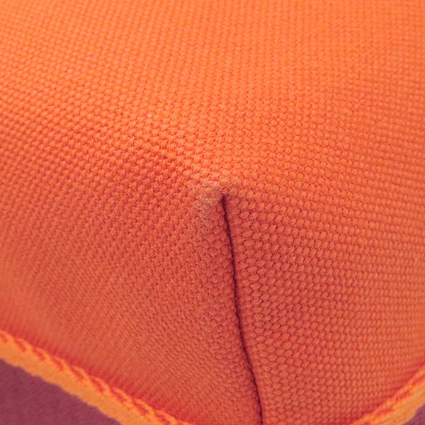 Hermes Pouch Brid a Black PM Toile Chevron Orange Silver Hardware Handbag