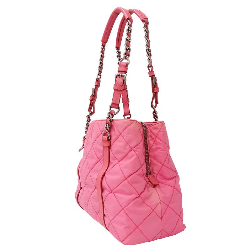 Prada Bag Women's Brand Tote Nylon Pink Handbag Chain Tote Quilted Fancy