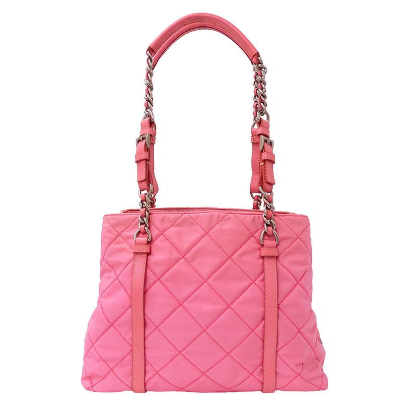 Prada Bag Women's Brand Tote Nylon Pink Handbag Chain Tote Quilted Fancy
