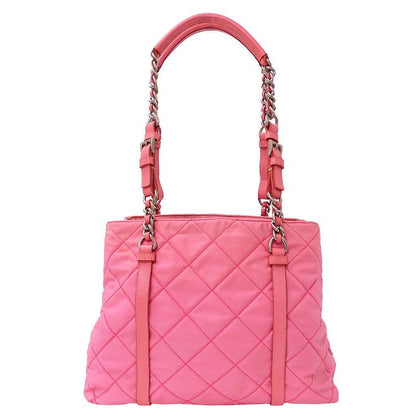 Prada Bag Women's Brand Tote Nylon Pink Handbag Chain Tote Quilted Fancy