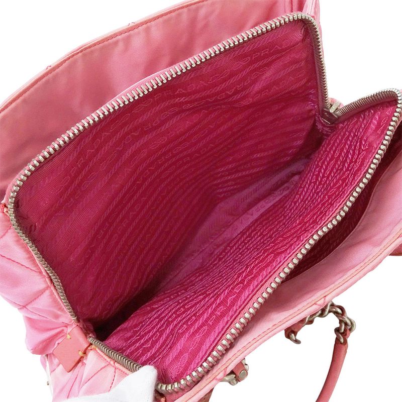 Prada Bag Women's Brand Tote Nylon Pink Handbag Chain Tote Quilted Fancy