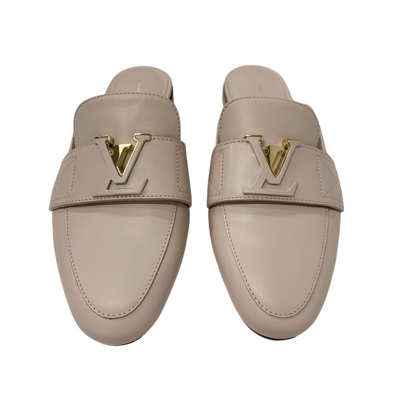 Louis Vuitton Capri Line Loafer Leather Shoes Leather Pink Beige Gold Flat
