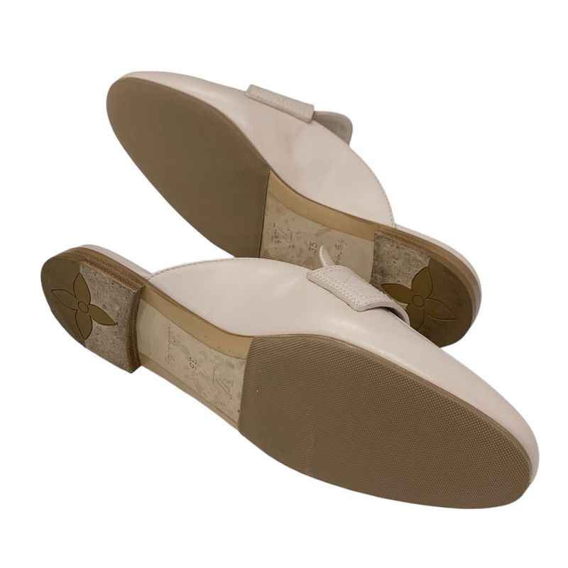 Louis Vuitton Capri Line Loafer Leather Shoes Leather Pink Beige Gold Flat