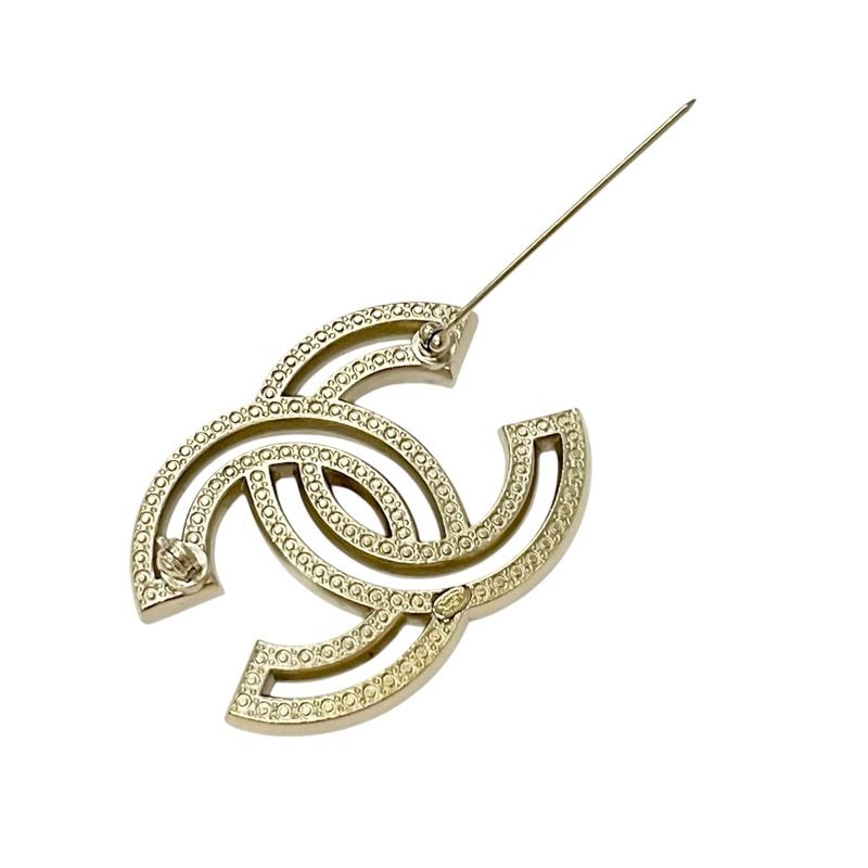 Chanel Brooch Corsage Gold Here Mark Rhinestone