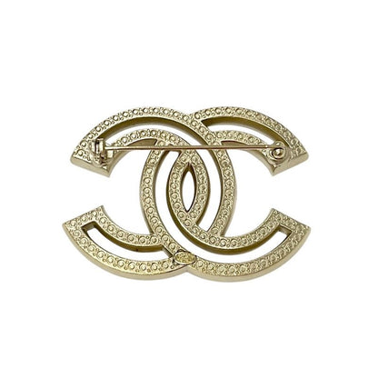 Chanel Brooch Corsage Gold Here Mark Rhinestone