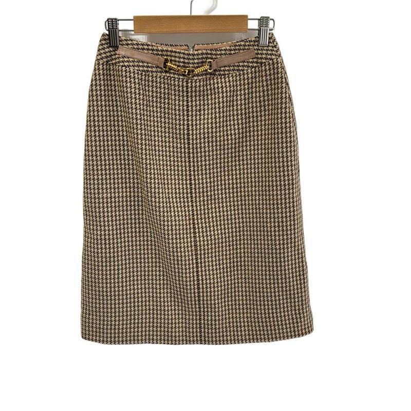 Celine Skirt Size 40 M Women's - Ivory Light Brown and Black Knee Length