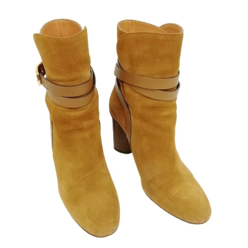 Gucci 380949 Maori Lifford Heeled Boots Short Middle Boots Booties 36.5 Brown