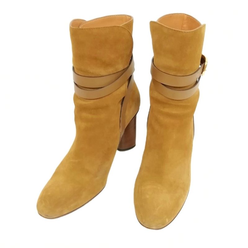 Gucci 380949 Maori Lifford Heeled Boots Short Middle Boots Booties 36.5 Brown