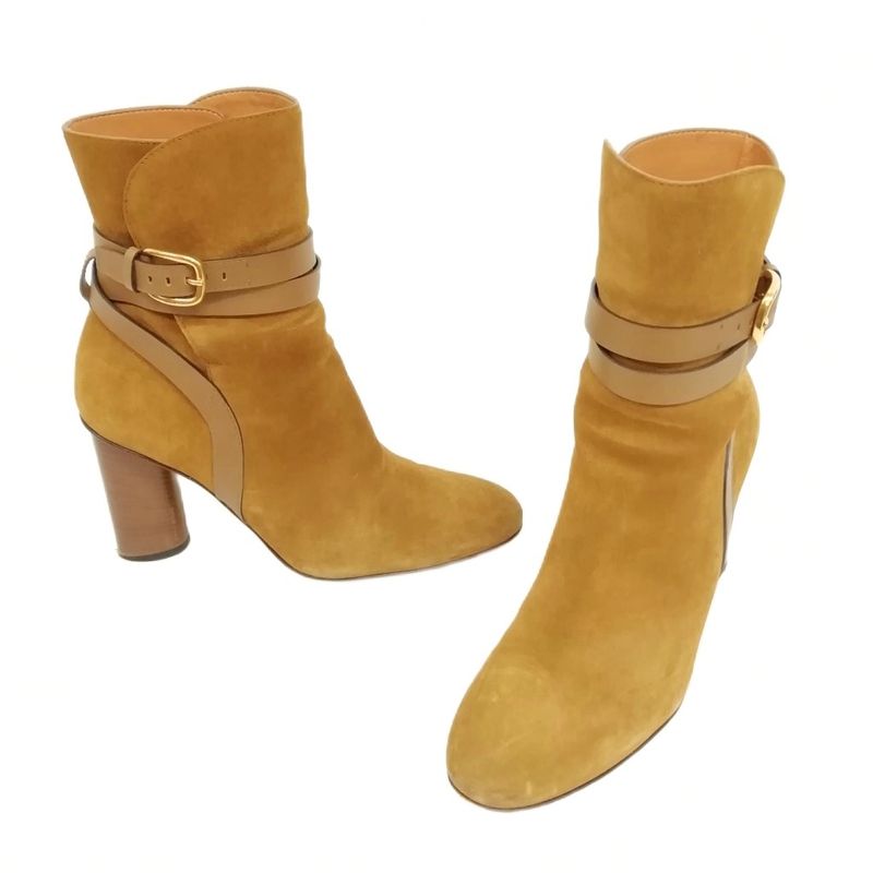 Gucci 380949 Maori Lifford Heeled Boots Short Middle Boots Booties 36.5 Brown