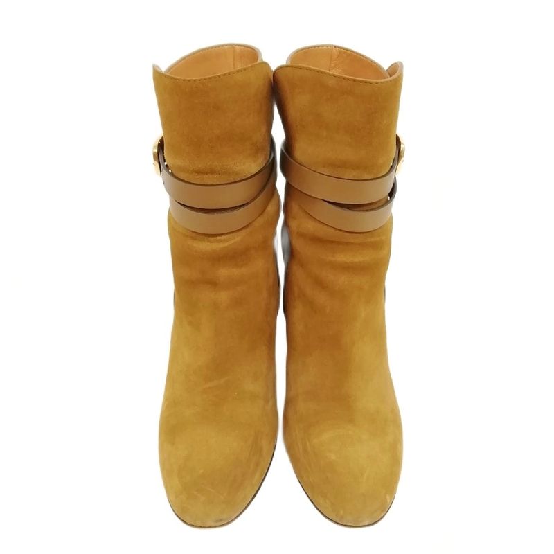 Gucci 380949 Maori Lifford Heeled Boots Short Middle Boots Booties 36.5 Brown