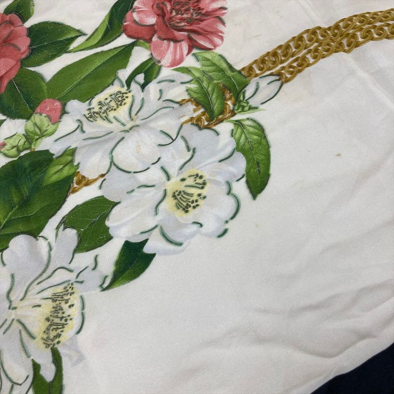 Chanel Chain Square Scarf Black 90cm (35.43in) Floral Pattern Women