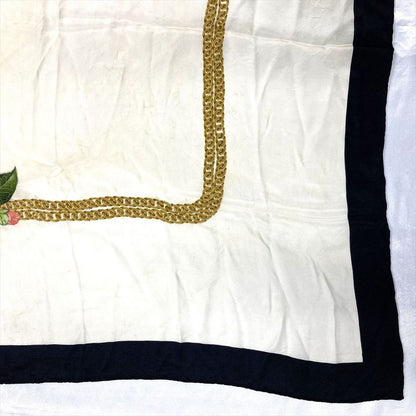 Chanel Chain Square Scarf Black 90cm (35.43in) Floral Pattern Women